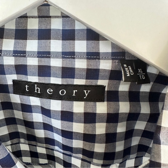 Theory Blue and White Casual Button Down Shirt - Picture 9 of 11